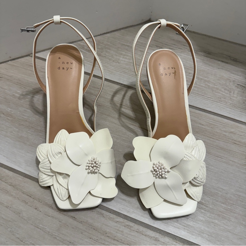 A New Day White Floral Heels